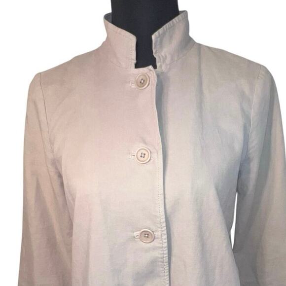Eileen Fisher Khaki Organic Cotton Hemp Stretch Stand Cottagecore Jacket Sz XSP - Picture 5 of 10